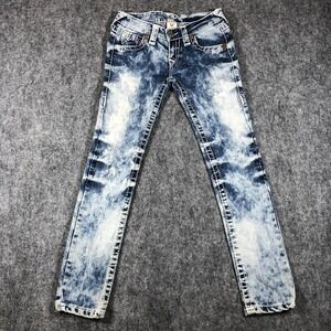 True Religion Blue and White Straight Leg Jeans